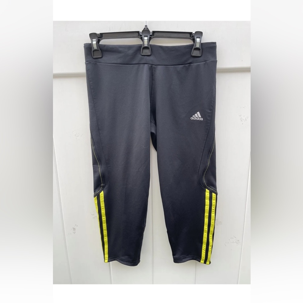 Adidas workout pants size medium yellow striped